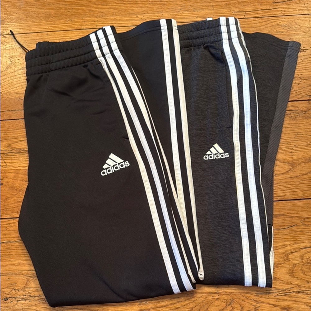 2 pair Adidas Kids 14/16 Black and Gray Joggers